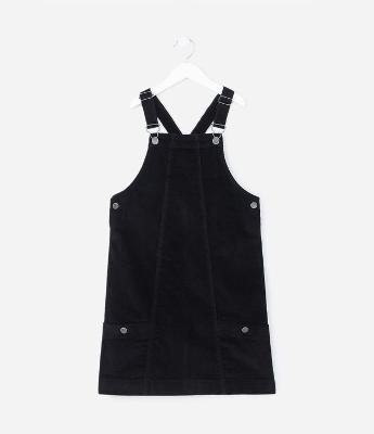 Salopete Infantil em Veludo Cotelê com Costuras e Bolsinhos - Tam 5 a 14 anos