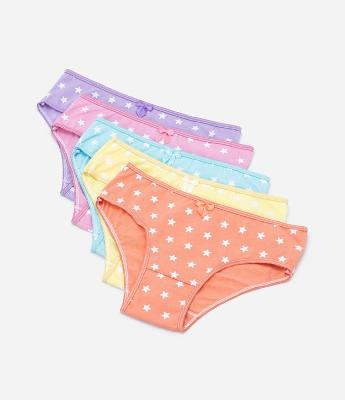 Kit 05 Calcinhas Infantis com Estampa de Estrelas - Tam 2 a 14 anos