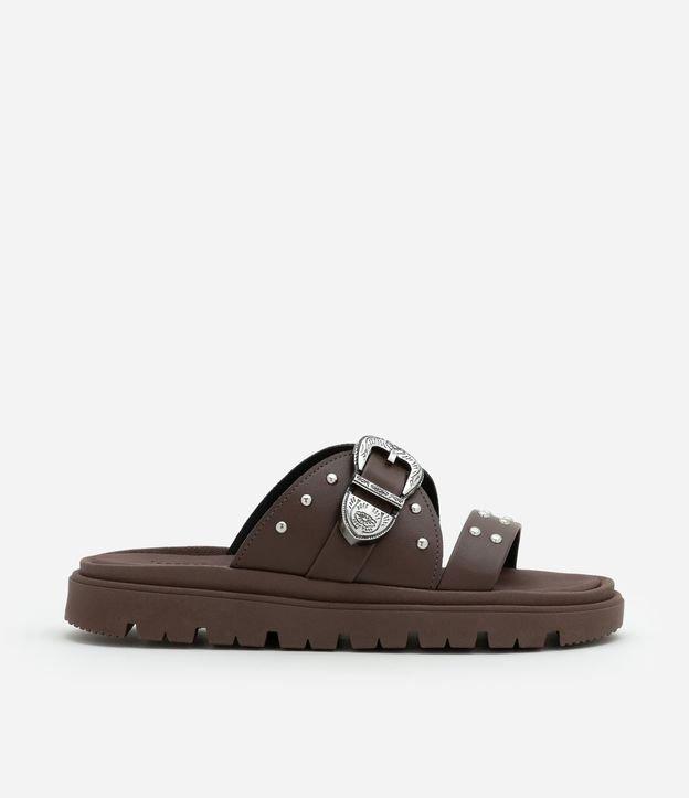 Sandália Rasteira com Fivela Western Moleca - 1