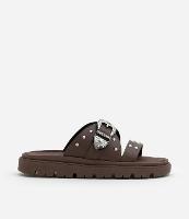 Sandália Rasteira com Fivela Western Moleca - 1