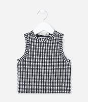 Blusa Infantil Texturizada com Estampa Xadrez Vichy - Tam 1 A 5 Anos - 1
