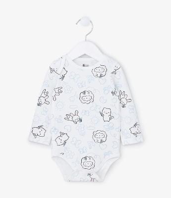 Body Infantil em Algodão com Estampa de Bichinhos - Tam 0 a 24 meses