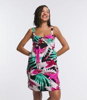 Vestido em Viscose e Linho com Recorte Vazado no Busto e Estampa Araras - 1