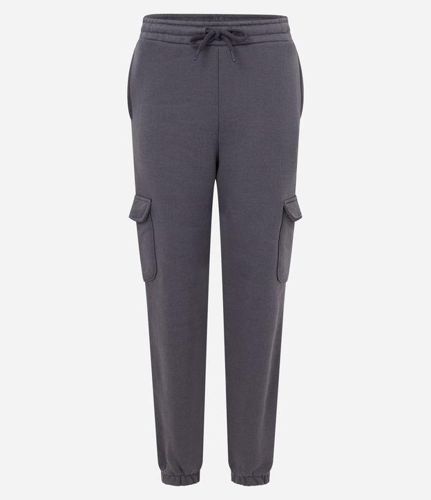 Calça Jogger em Moletom com Bolsos Cargo Laterais - 1