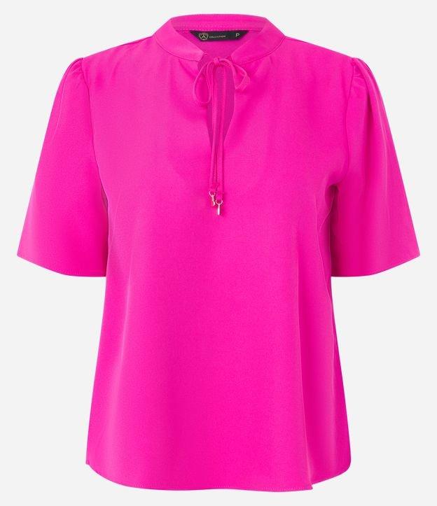 Blusa em Crepe com Amarração na Gola e Manga Bufante - 1