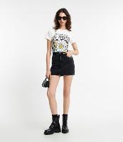 Saia Curta em Jeans com Bolsos e Tachas - 1