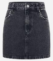 Saia Curta em Jeans com Bolsos e Tachas - 2