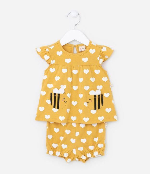 Conjunto Infantil em Algodão com Estampa de Corações - Tam  0 a 18 meses - 1