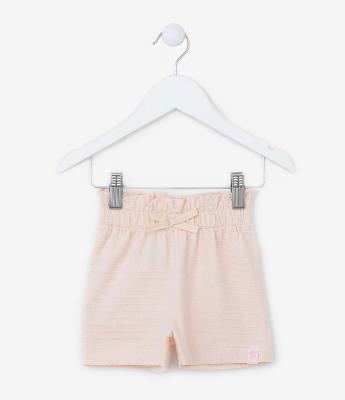 Bermuda Infantil em Algodão com Textura de Bolinhas - Tam 0 a 18 meses