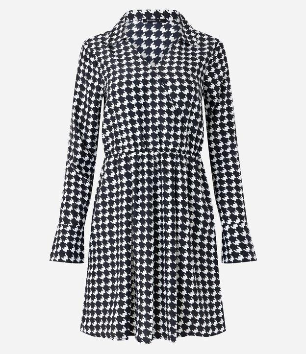 Vestido em Crepe com Decote Transpassado e Estampa Pied de Poule - 2