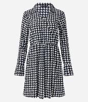 Vestido em Crepe com Decote Transpassado e Estampa Pied de Poule - 2