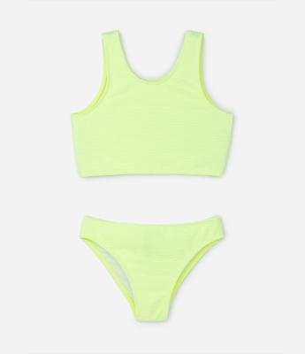 Biquíni Infantil Canelado em Microfibra Neon - Tam 5 a 14 anos
