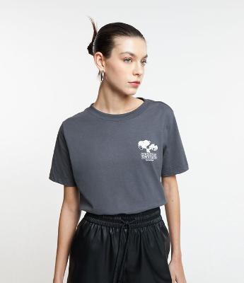 Camiseta Manga Curta em Algodão com Snoopy Estampado