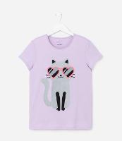 Camiseta Infantil em Algodão com Estampa Gato de Óculos - Tam 5 A 14 Anos - 1
