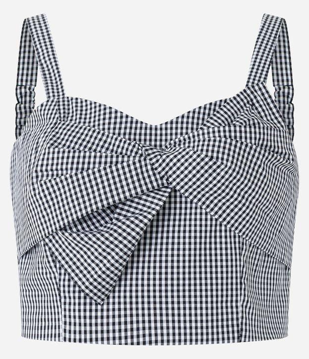 Blusa Cropped em Tricoline com Laço Frontal e Lastex nas Costas - 1