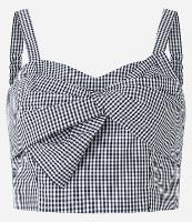 Blusa Cropped em Tricoline com Laço Frontal e Lastex nas Costas - 1