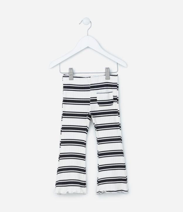 Calça Flare Infantil Canelada com Estampa de Listras - Tam 1 a 5 Anos - 1
