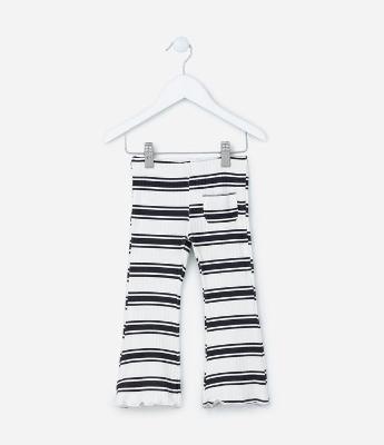 Calça Flare Infantil Canelada com Estampa de Listras - Tam 1 a 5 Anos