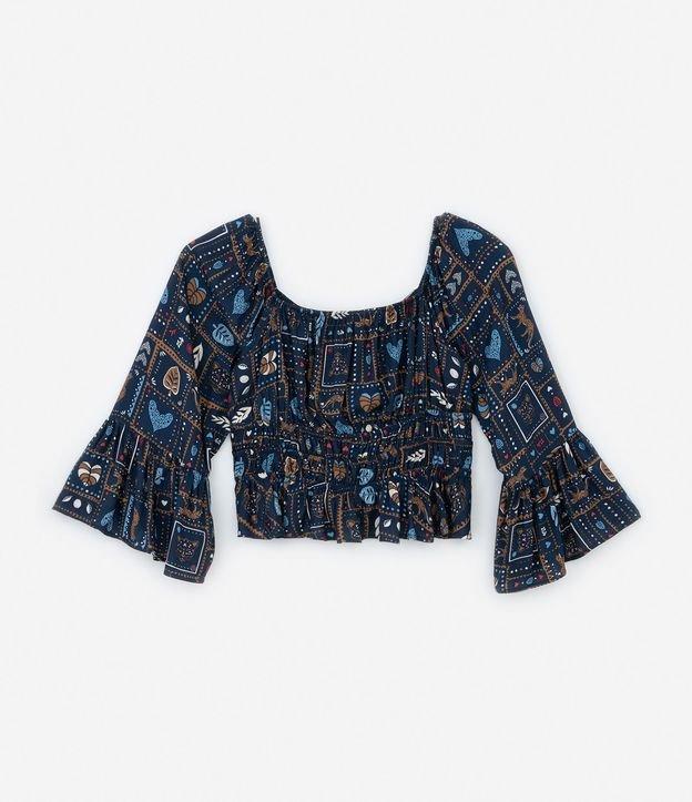 Blusa Bata Viscose Estampa Onças e Folhas Curve & Plus Size - 1