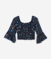 Blusa Bata Viscose Estampa Onças e Folhas Curve & Plus Size - 1