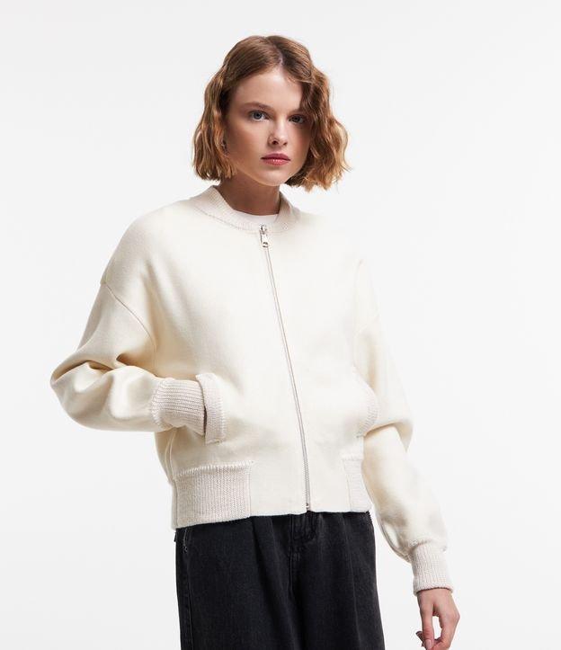 Casaco Bomber em Tricô com Bolsos - 1