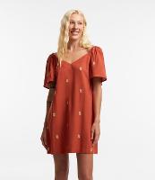 Vestido Curto em Viscolinho com Bordado de Abacaxis - 1