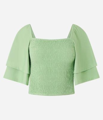 Blusa Curta em Lastex com Manga Godê