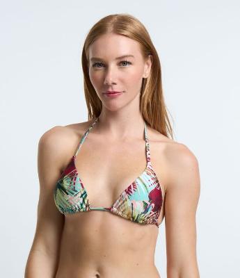 Biquíni Top Cortininha em Microfibra com Estampa Folhagem