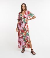 Vestido New Midi em Viscose com Estampa Floral e Amarração - 1