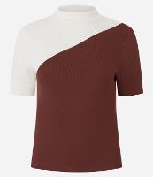 Blusa em Ribana com Recorte Bloco De Cor Diagonal - 1