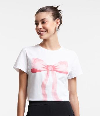 Camiseta em Algodão Estampa Laço