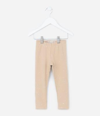 Calça Legging Infantil em Cotton com Brilhinhos - Tam 1 A 5 Anos