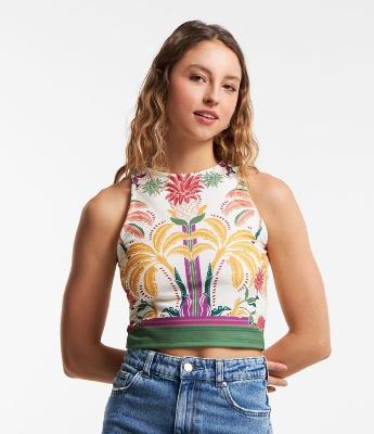 Blusa em Ribana Estampa Floral
