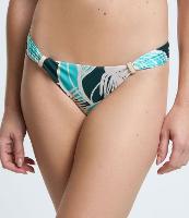 Biquíni Calcinha Lateral Drapeada em Microfibra com Estampa Folhagem - 1