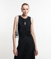 Vestido Midi com Recorte Vazado no Busto e Detalhes Franzidos - 1