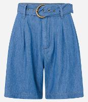 Short Cintura Média em Jeans com Cinto Afivelado e Pregas - 1