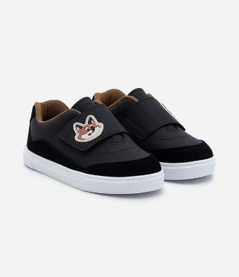 Tênis Infantil em PU com Velcro e Patch de Cachorrinho Molekinho - Tam 20 ao 26