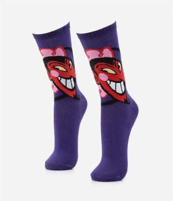 Meia Cano Alto em Algodão Him Meninas Super Poderosas Estampado