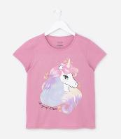 Camiseta Infantil com Estampa Unicórnio com Glitter - Tam 5 A 14 Anos - 1