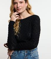 Blusa em Tricô com Textura Padronagem Geométrica - 1