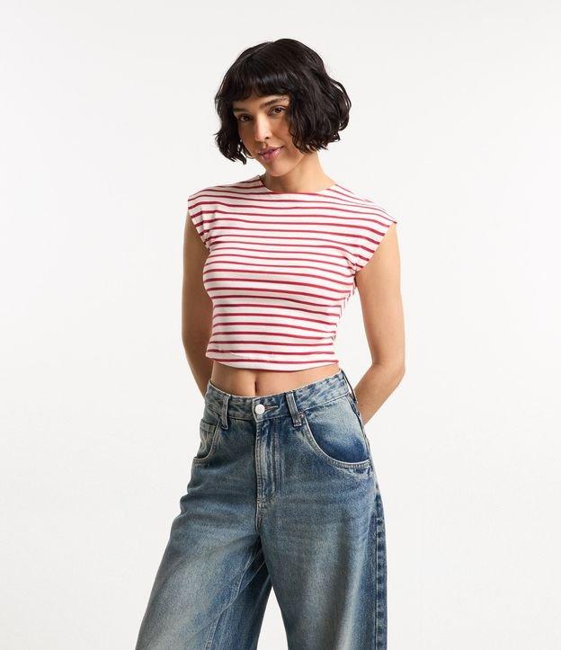 Blusa em Ribana com Listras e Ombro Caído - 2