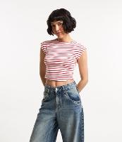 Blusa em Ribana com Listras e Ombro Caído - 2