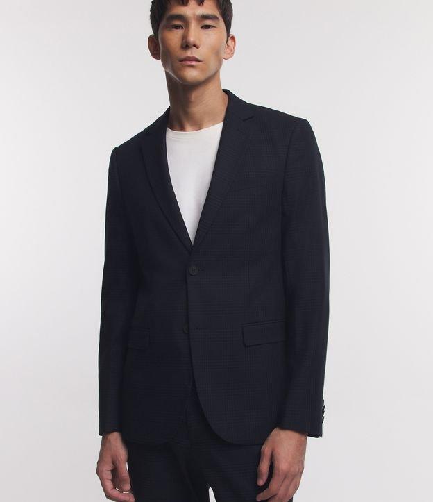 Paletó em Microfibra Xadrez com Lapelas - 2