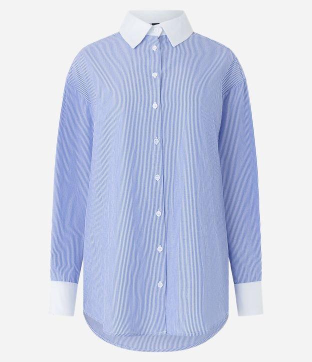 Camisa em Tricoline com Listras e Gola e Punhos Contrastantes - 2