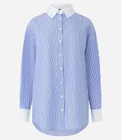 Camisa em Tricoline com Listras e Gola e Punhos Contrastantes - 2