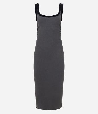Vestido New Midi em Ribana com Viés Contrastante