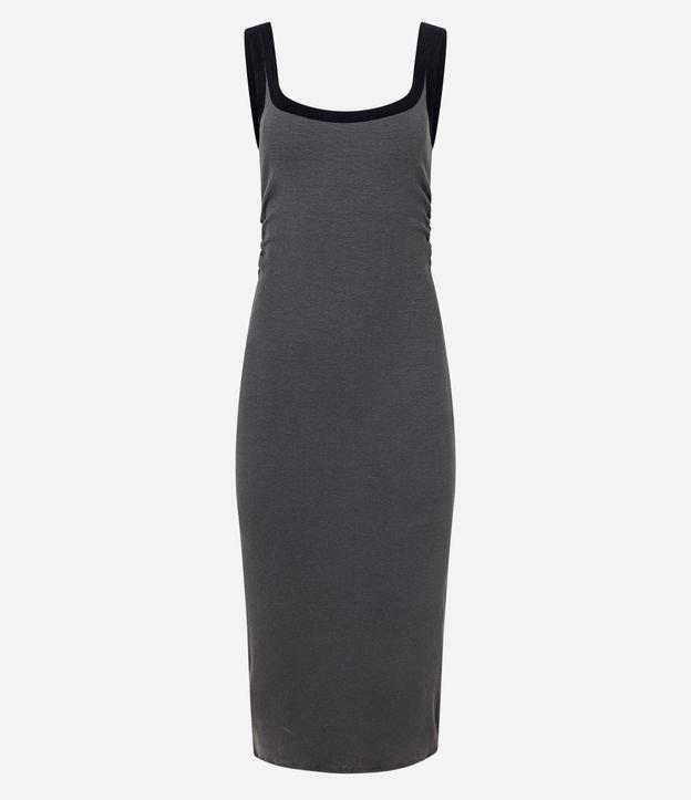 Vestido New Midi em Ribana com Viés Contrastante - 1