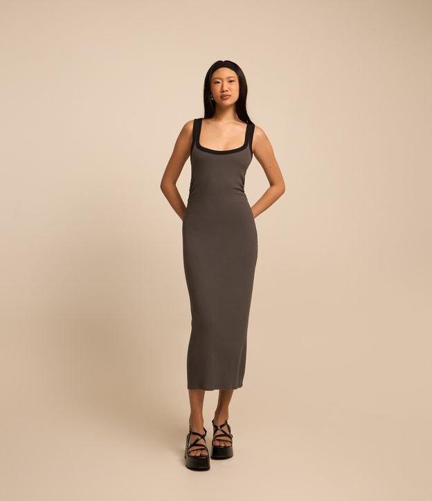 Vestido New Midi em Ribana com Viés Contrastante - 2
