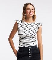 Blusa sem Manga em Ribana Listrada com Babadinho na Cava - 1