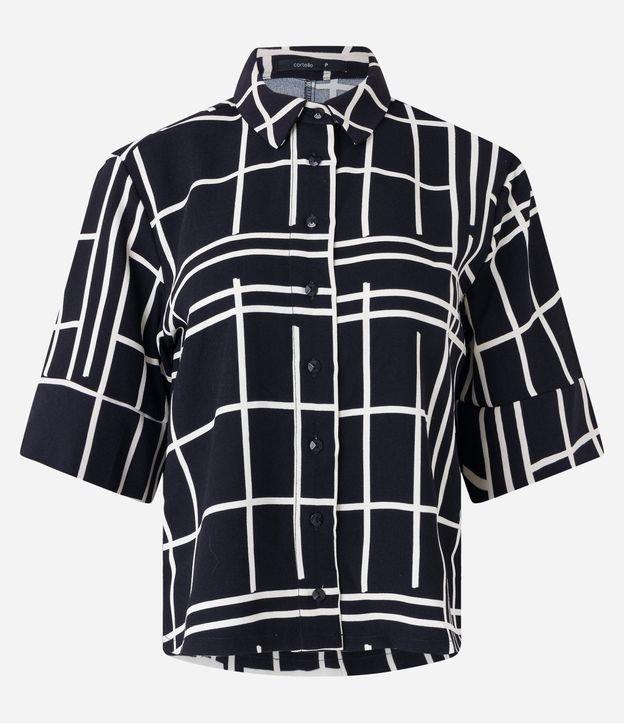 Camisa com Manga Curta Diferenciada e Estampa Geométrica - 1